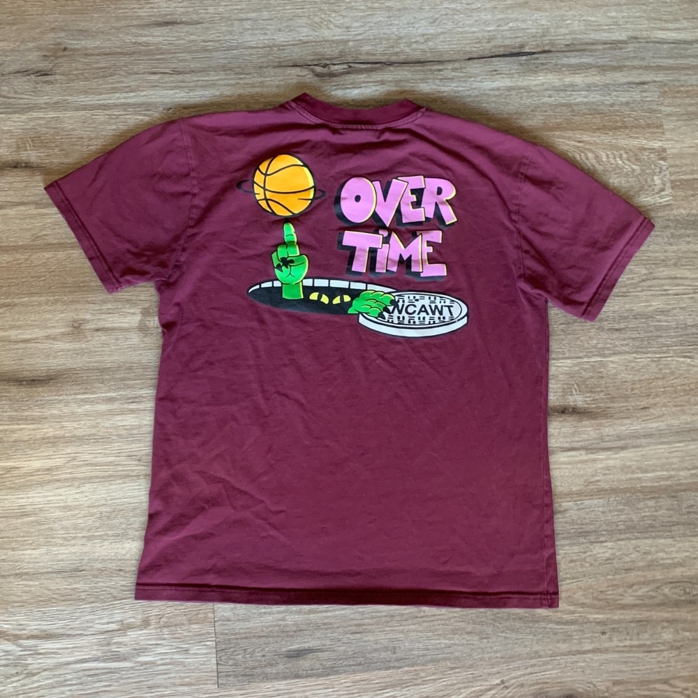 Overtime NCAWT sewer monster basketball graphic t-shirt in red - size large